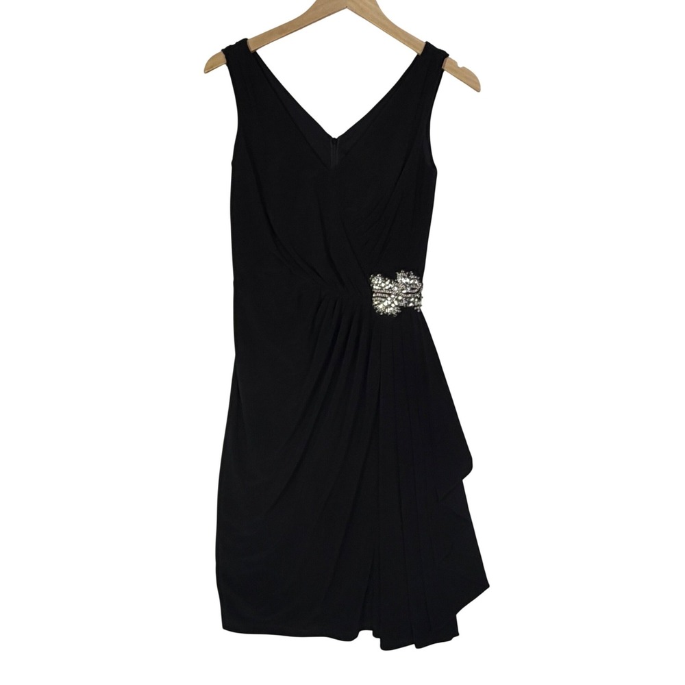 Joseph Ribkoff Womens Size 4 Black Sheath Dress Beaded Cocktail Formal New